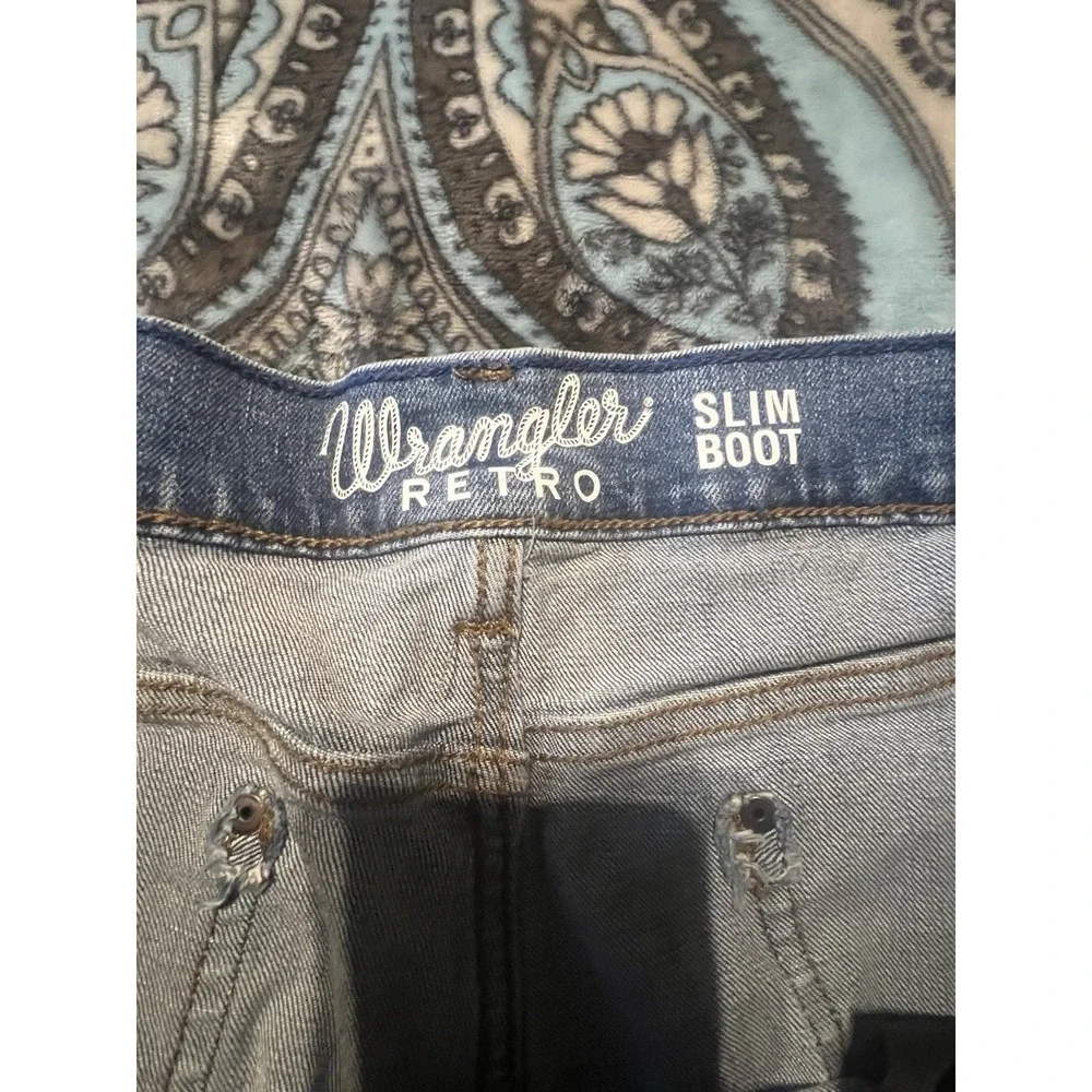Wrangler Men's Slim Straight Blue Light Wash Denim Jeans Mid Rise Retro 5-Pkt